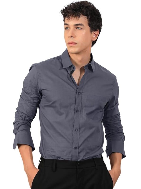 Pinkmint Mens Long Sleeve Button Down Shirt for Men Collared Casual Formal Soild Shirt