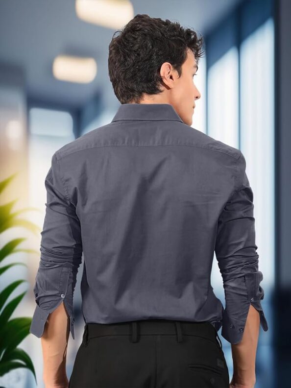 Pinkmint Mens Long Sleeve Button Down Shirt for Men Collared Casual Formal Soild Shirt - Image 2