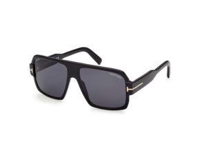 Tom Ford | UV Protected + Blue Blocked Filter Sunglasses for Men | Square Shaped - Full-rim Black Frame | Lens Colour: Grey | Medium | FT0933 58 01A
