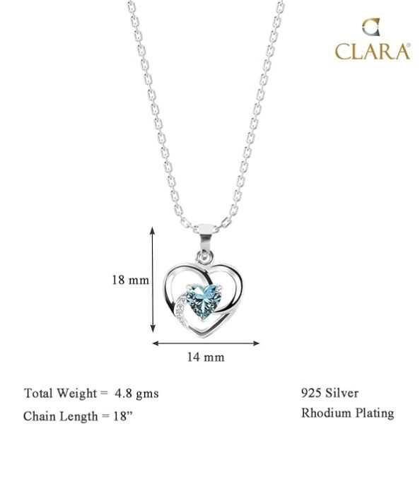 CLARA 925 Sterling Silver Heart Pendant Necklace | with or Without Chain | Gift for Women and Girls - Image 4